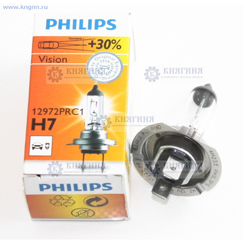 Лампа H7 галогеновая 12В 55Вт PX 26 d +30% VISION Philips 12972PRC1