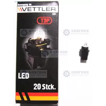 Светодиод T5 24В 1 LED белый в патроне индикаторная б/цок подсв прибор