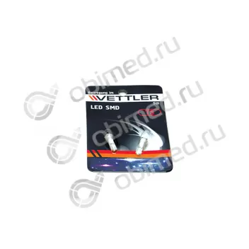 Светодиод T5 12В 1 SMD белый индикаторный б/цок подсв прибор (к-т 2 шт)