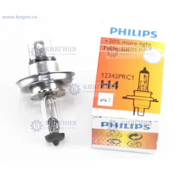 Лампа H4 галогеновая 12В 60/55Вт P43t - 38 + 30 % Philips 12342PRC1